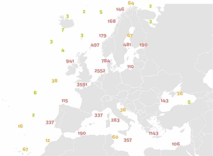 Geographic distribution of maritime incidents in EU