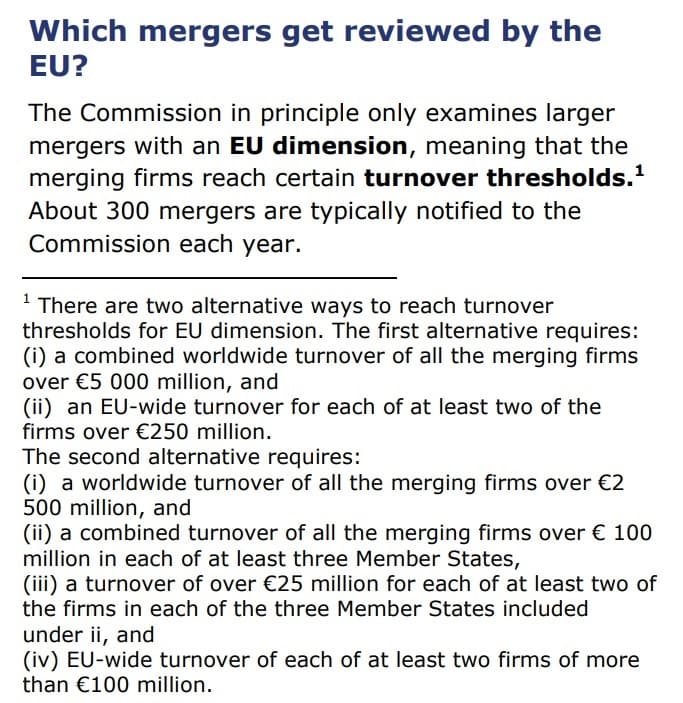 The rules that decide which mergers get reviewed by the EU
